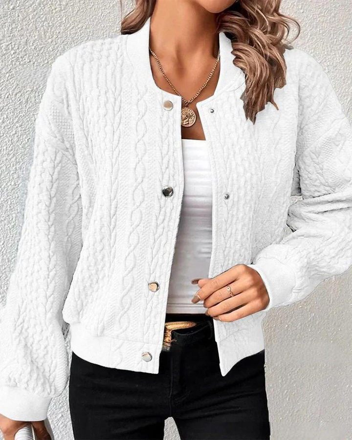 Azmara | Textured Knit Bomber Jacket