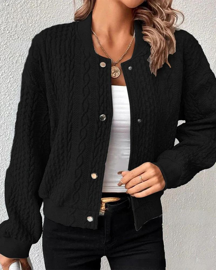 Azmara | Textured Knit Bomber Jacket