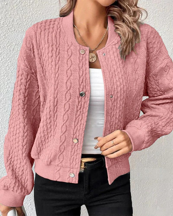 Azmara | Textured Knit Bomber Jacket