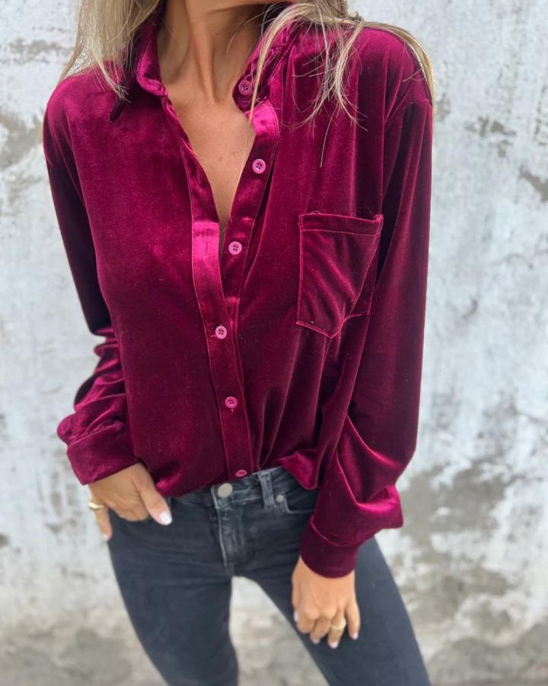 Violetta | Velvet Button-Up Shirt