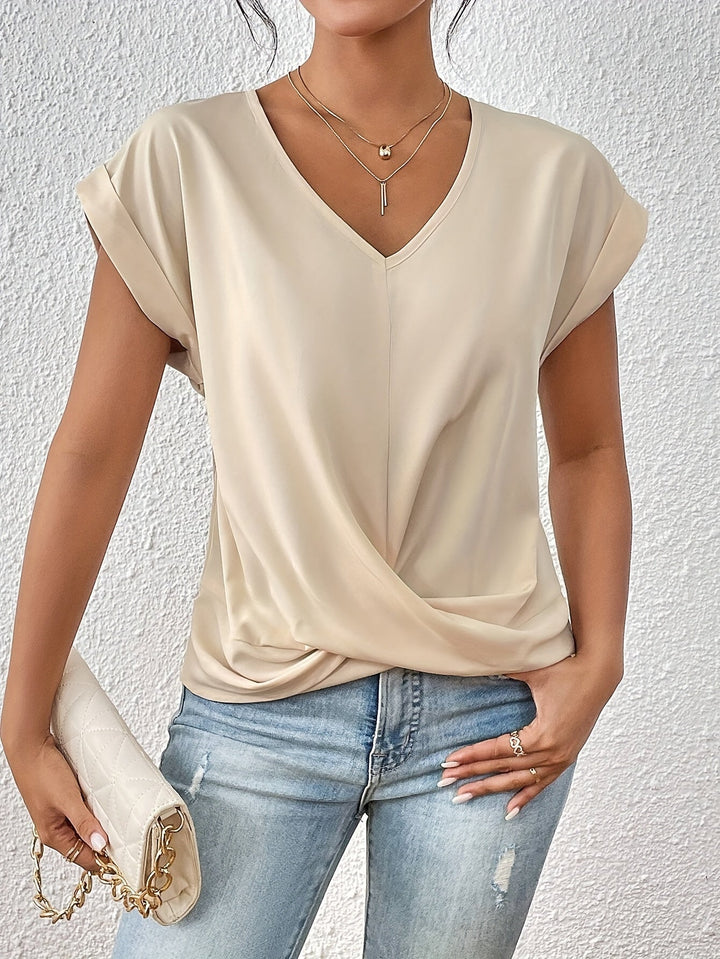 Avery | Draped V-Neck Blouse