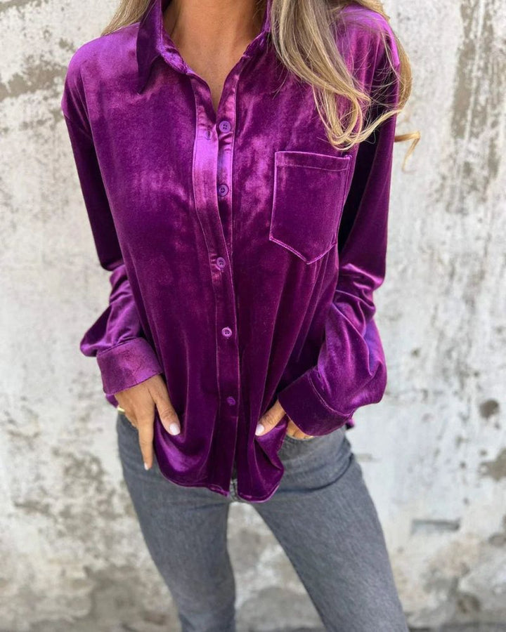 Violetta | Velvet Button-Up Shirt