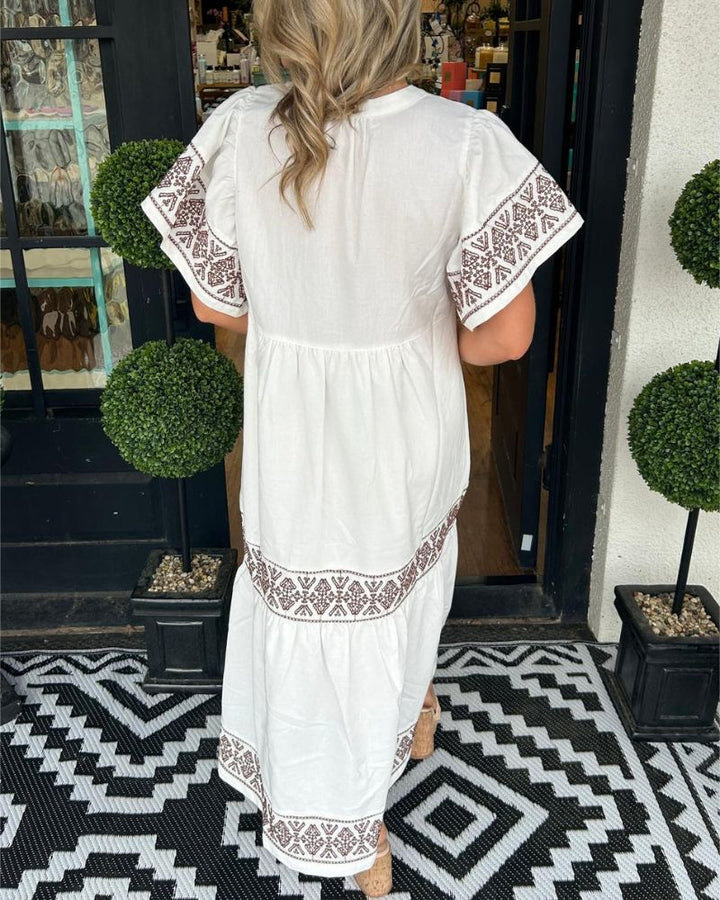 Sandrine | Embroidered Midi Dress