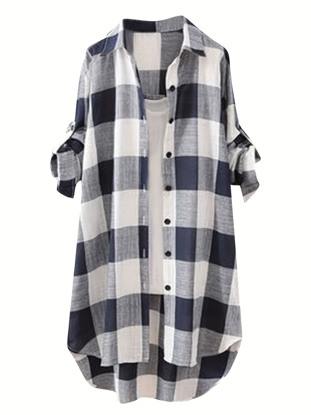 Oprah™ - Linen-cotton checked shirt