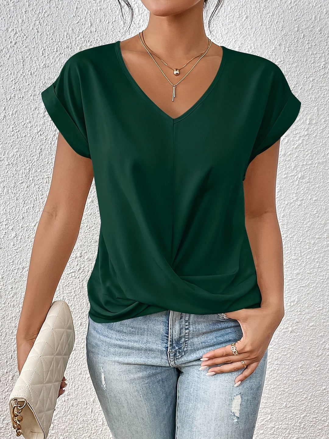 Avery | Draped V-Neck Blouse