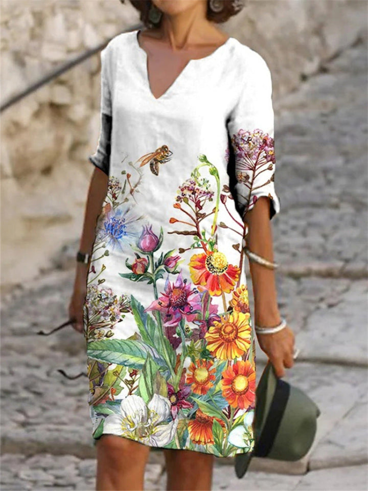 Phoebe | Floral Linen Shift Dress