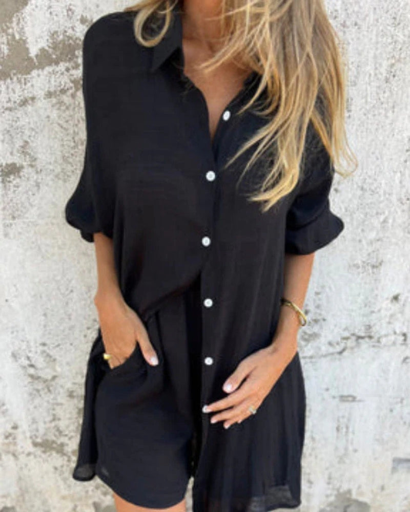 Rachelle | Textured Longline Shirt Dress