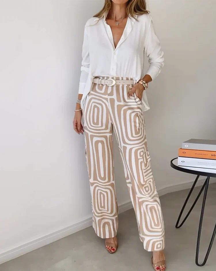 Azaria | Geo-Print Wide-Leg Pants