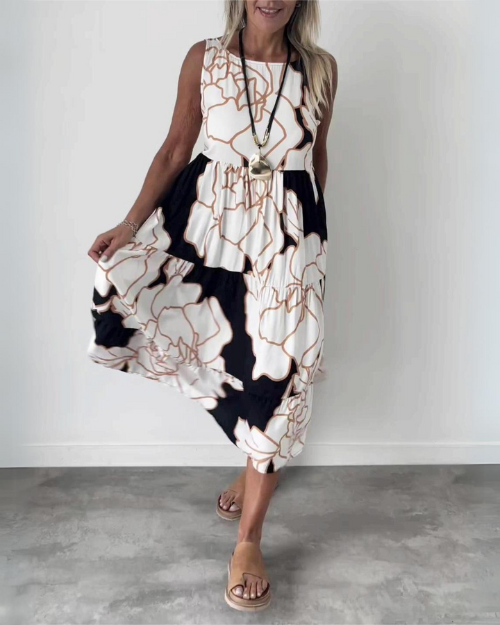 Beatrice | Abstract Print Midi Dress