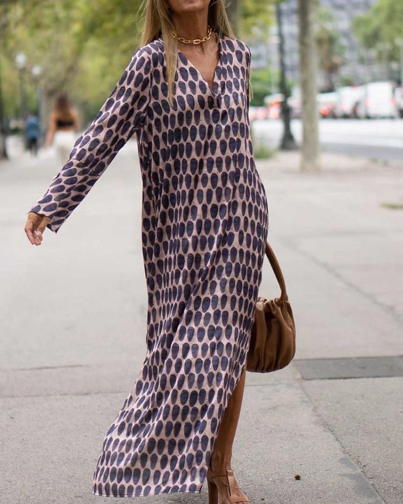 Renata | Printed V-Neck Maxi Dress