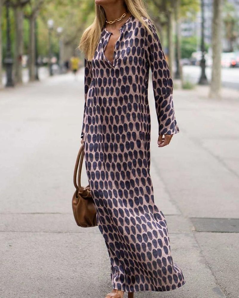 Renata | Printed V-Neck Maxi Dress