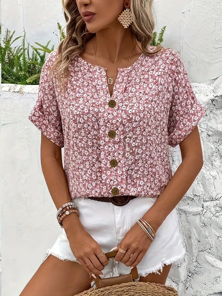 Ruby | Button-Front Floral Top