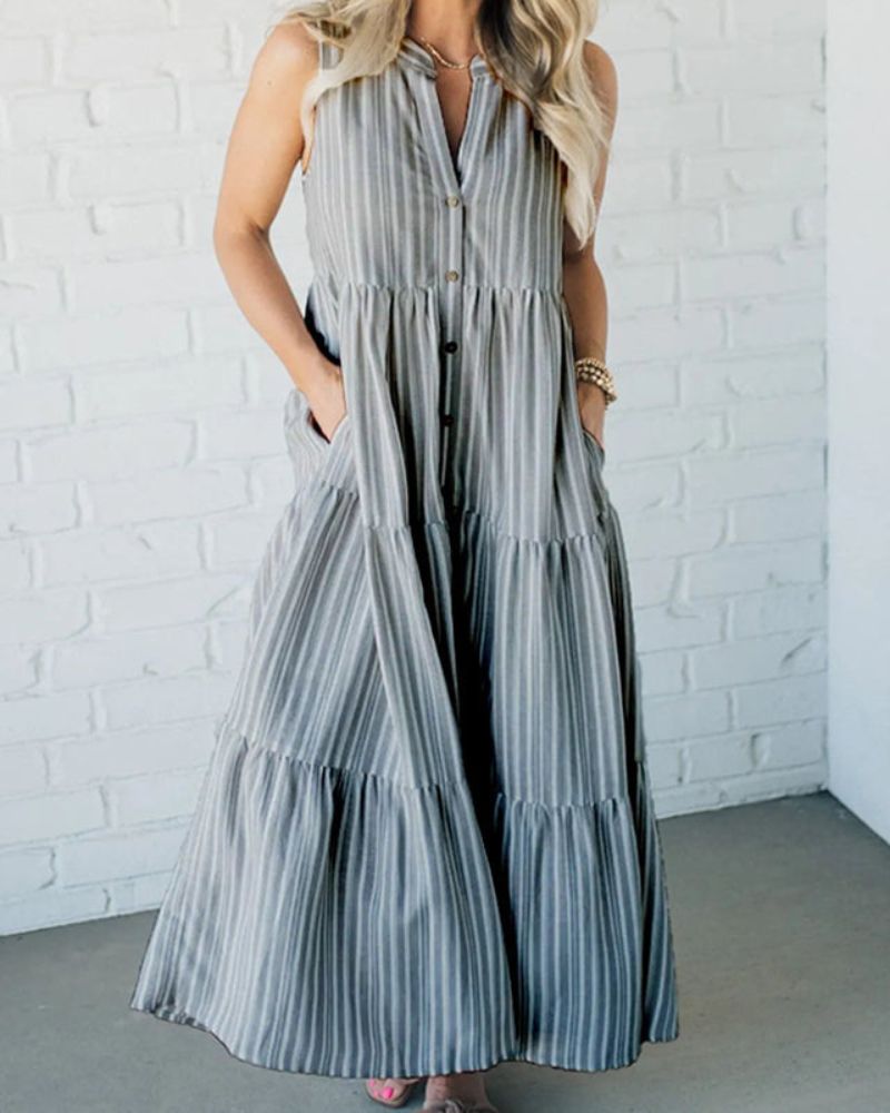 Lourdes | Striped Tiered Maxi Dress