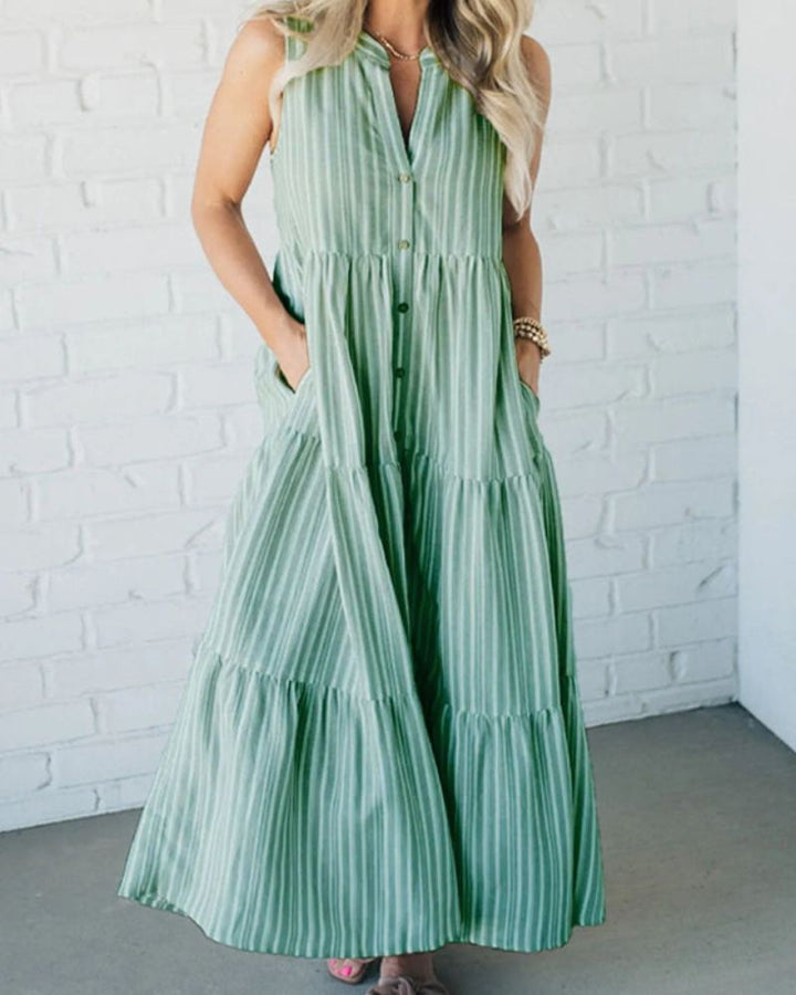 Lourdes | Striped Tiered Maxi Dress