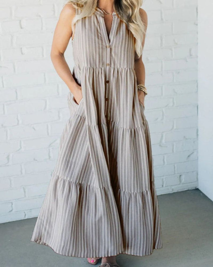 Lourdes | Striped Tiered Maxi Dress