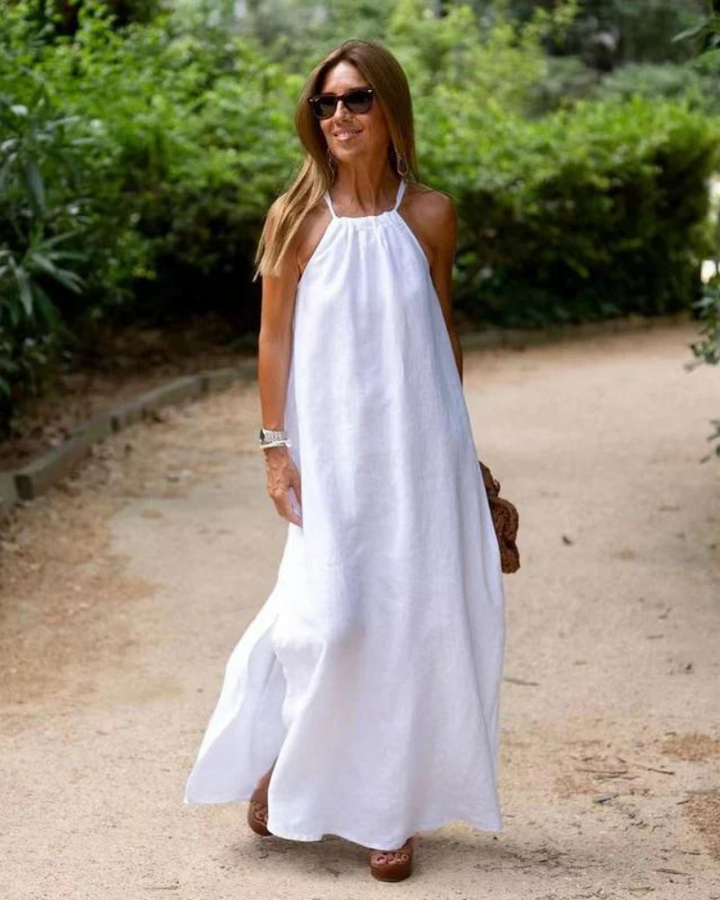 Violeta | Halter Neck Linen Maxi Dress