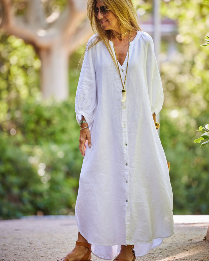 Jimena | Button-Down Linen Maxi Dress