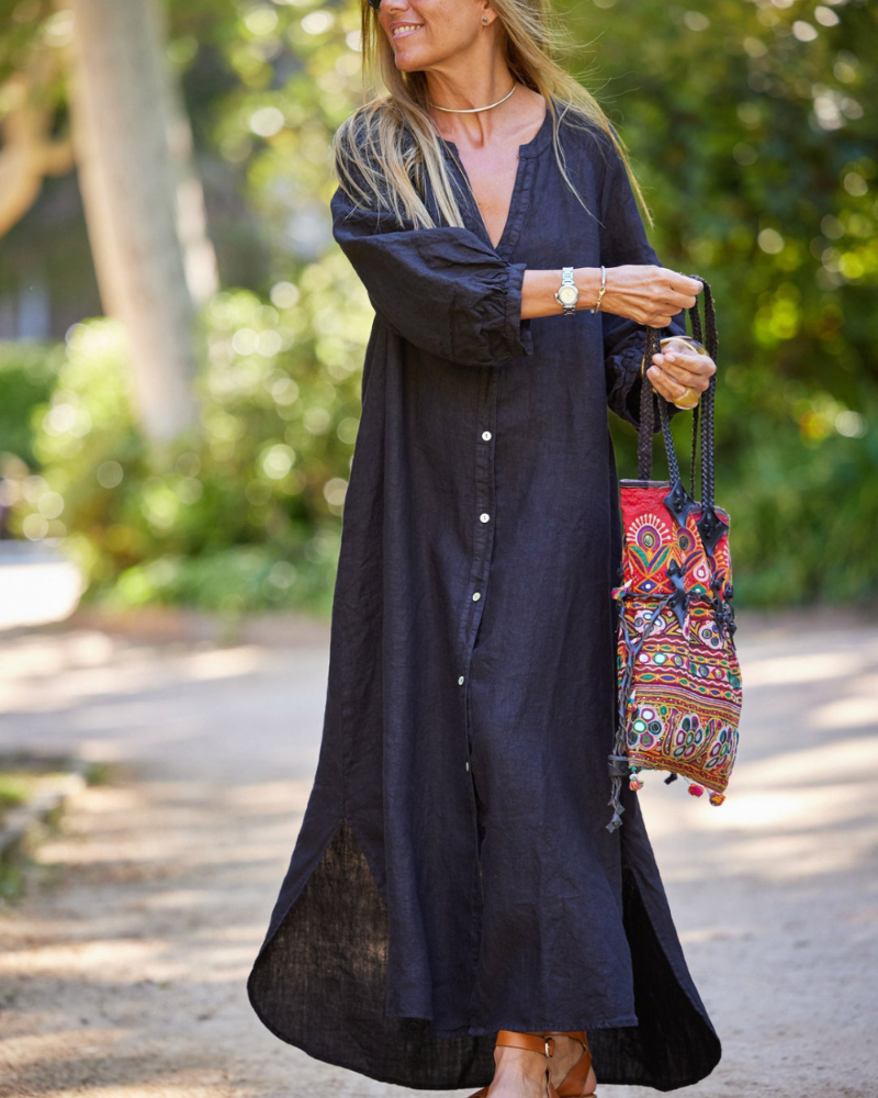 Jimena | Button-Down Linen Maxi Dress