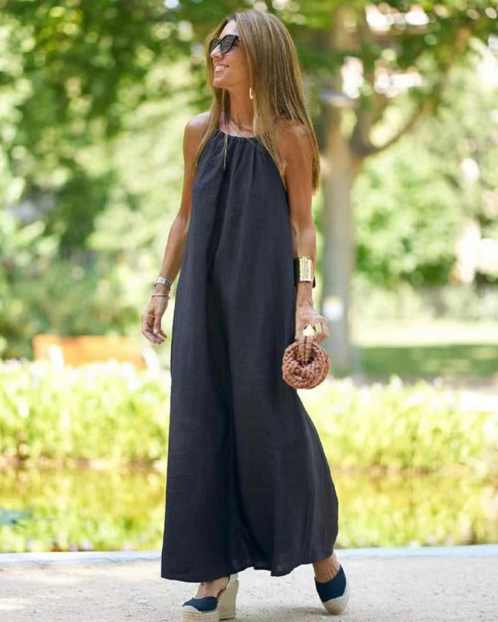 Violeta | Halter Neck Linen Maxi Dress