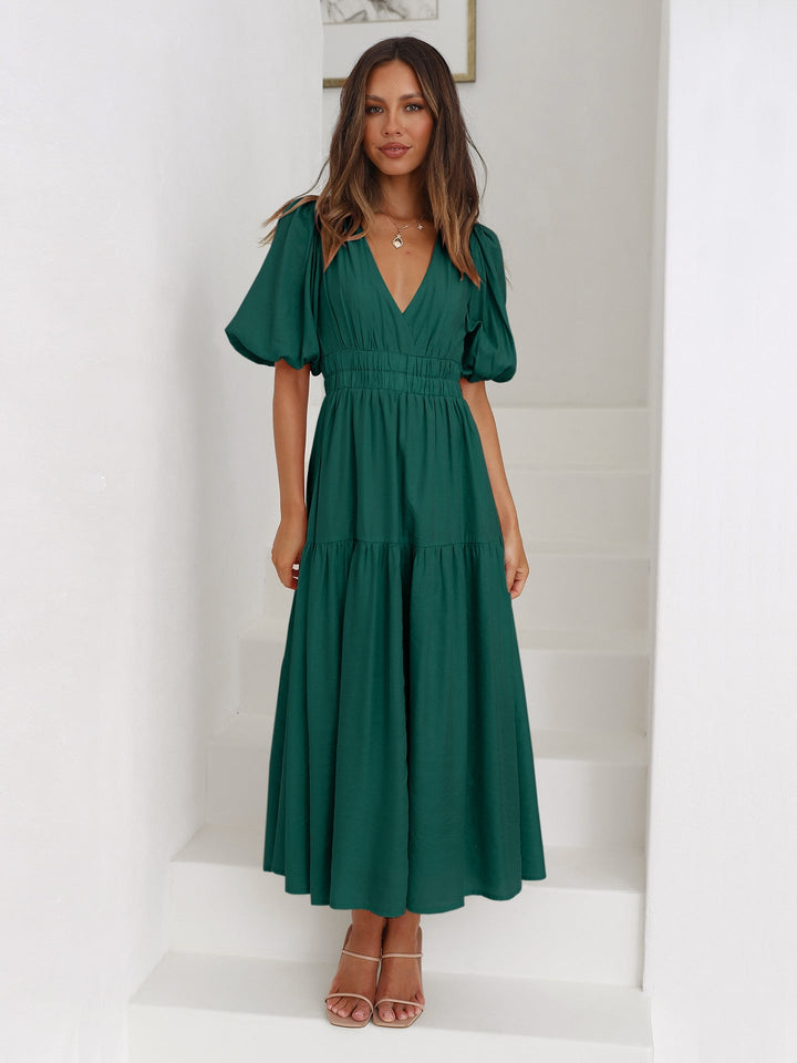 Frieda | Puff Sleeve Midi Dress