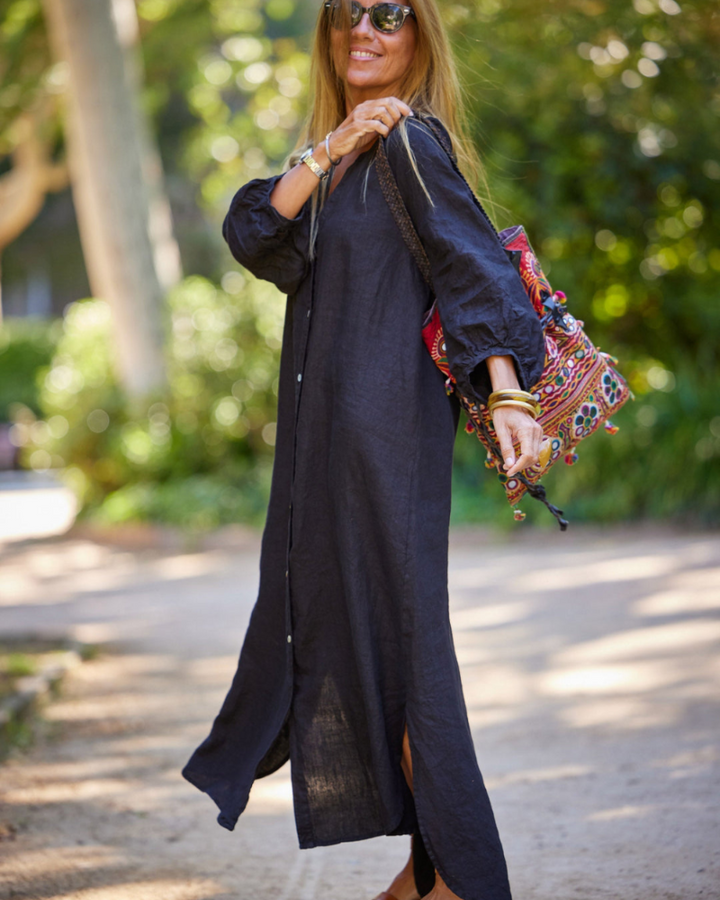 Jimena | Button-Down Linen Maxi Dress