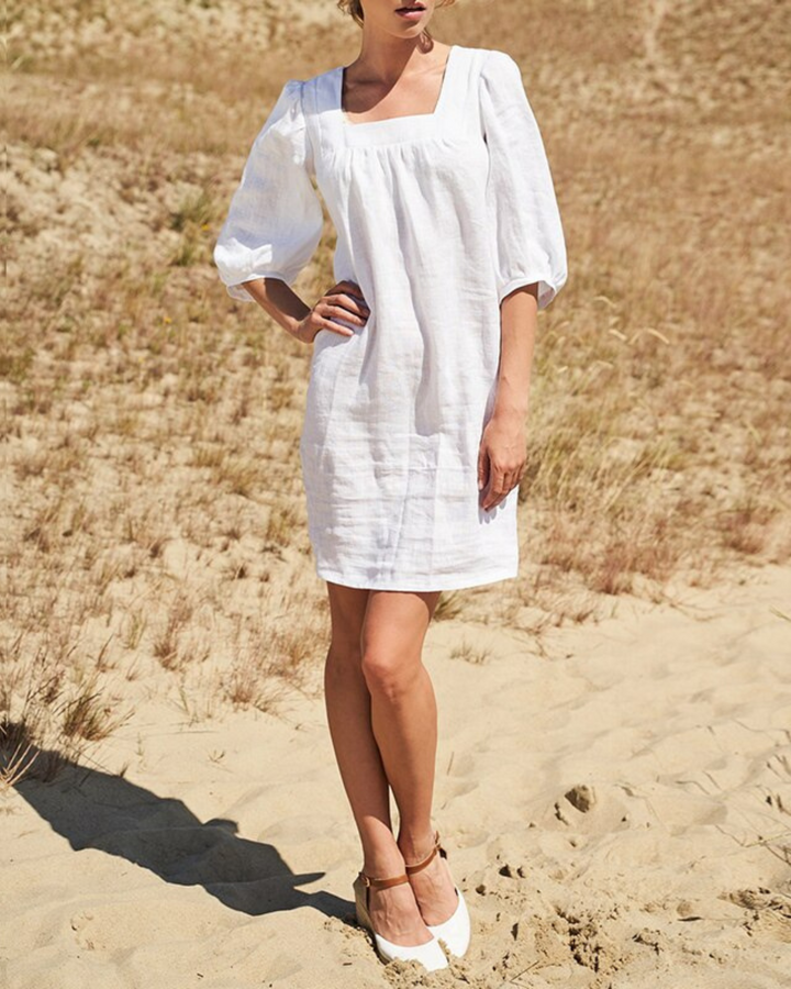 Alba | White Linen Mini Dress