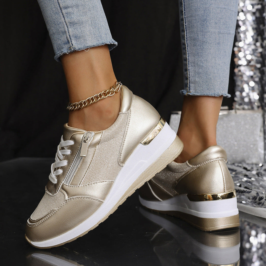 Mila | Metallic Wedge Sneakers