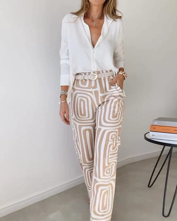 Azaria | Geo-Print Wide-Leg Pants