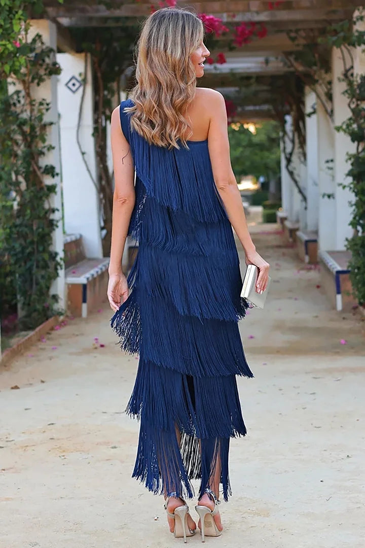 Loreena | One-Shoulder Fringe Dress