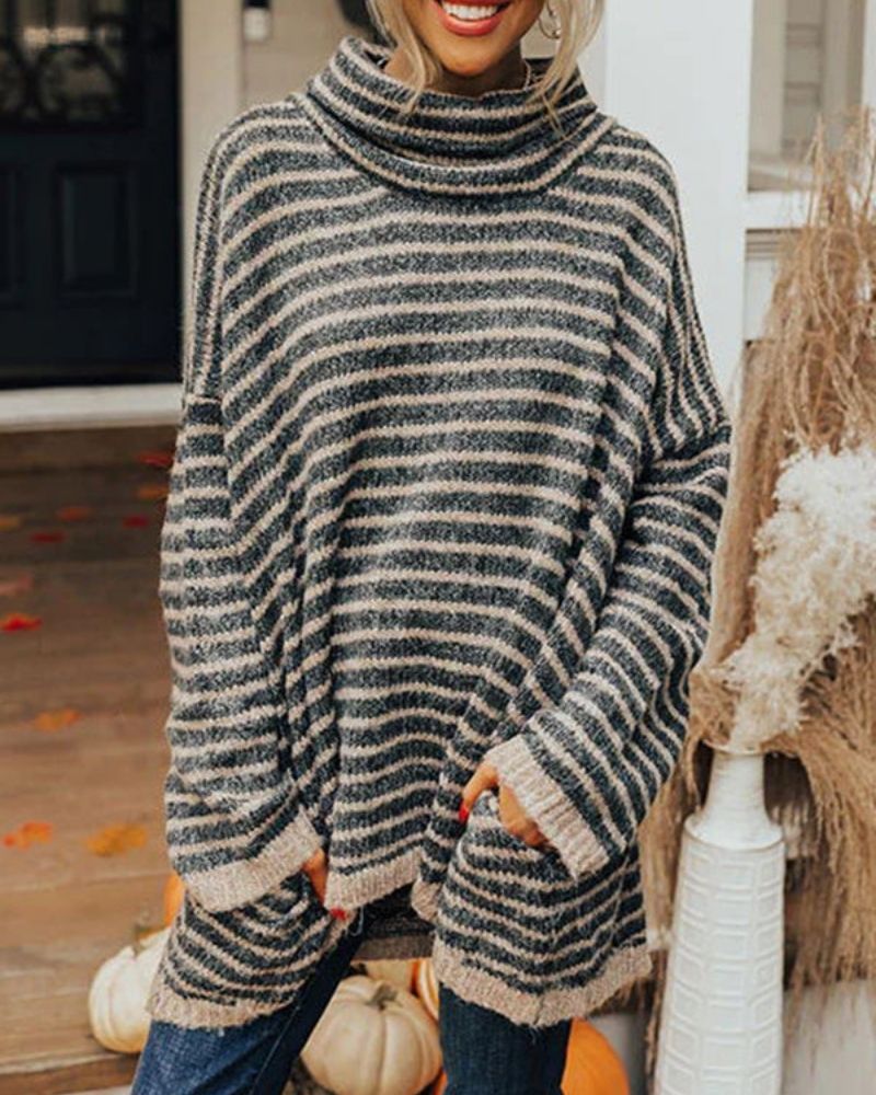 Marigold | Striped Knit Poncho