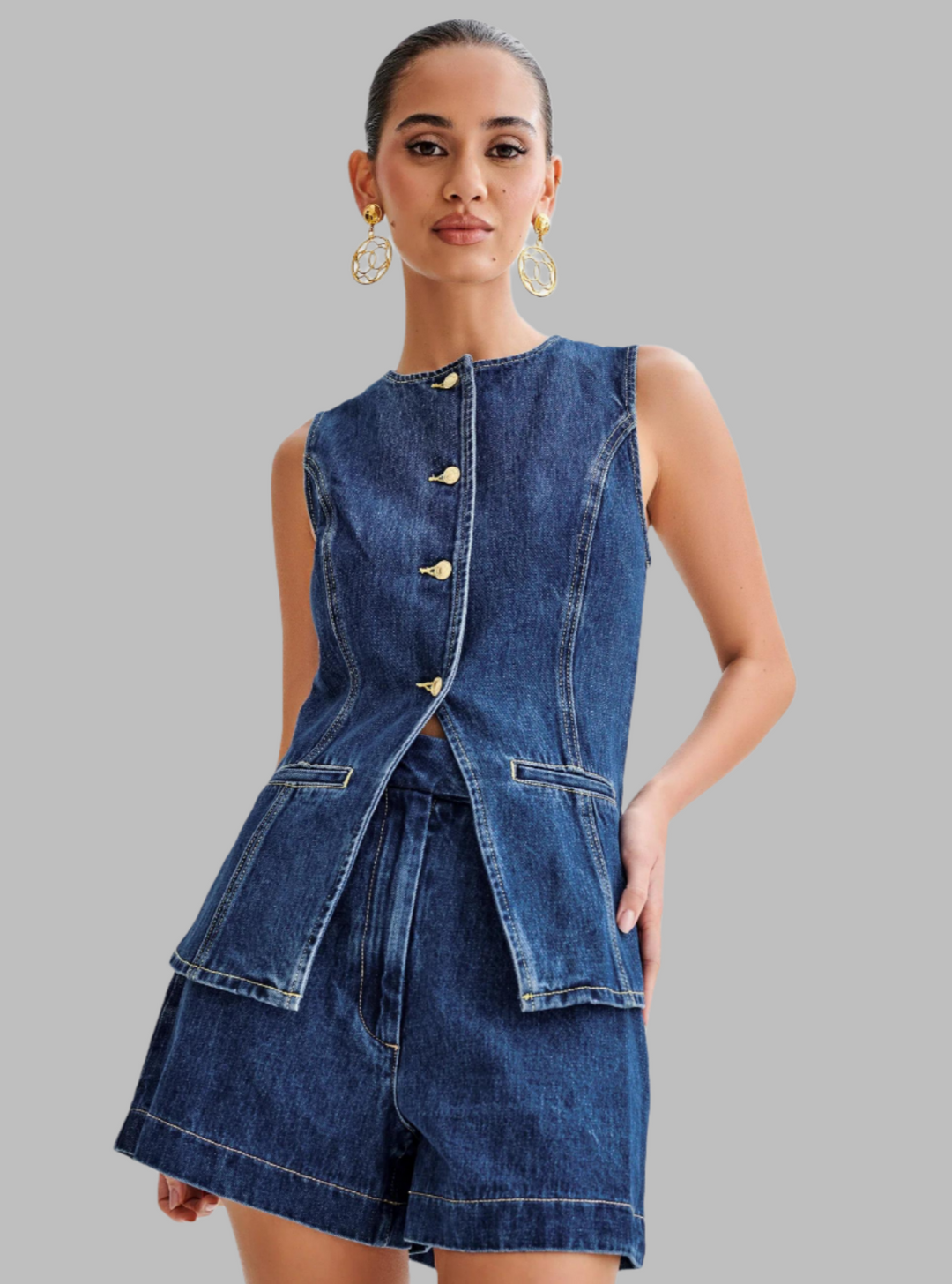 Rosalie | Denim Vest Set