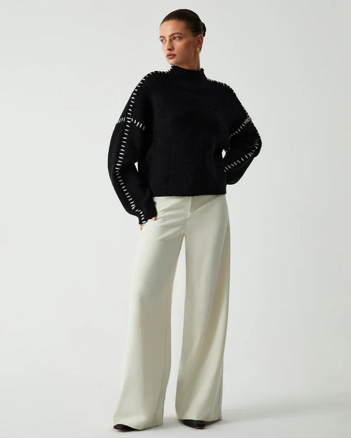 Eryndel | Contrast Stitch Knit Sweater