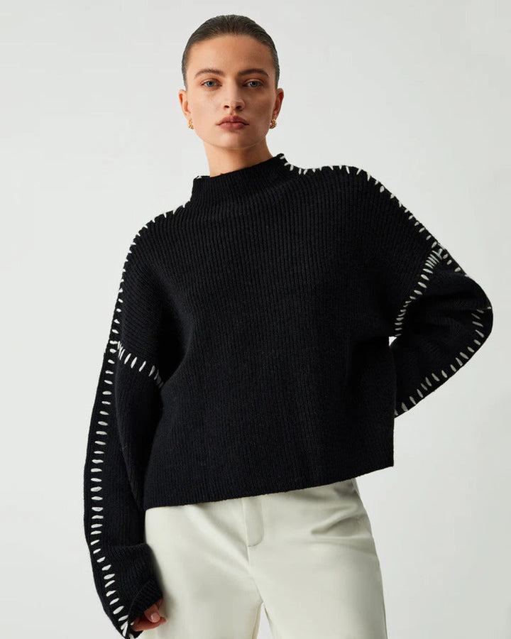 Eryndel | Contrast Stitch Knit Sweater