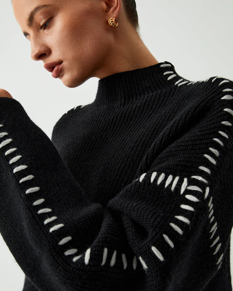 Eryndel | Contrast Stitch Knit Sweater