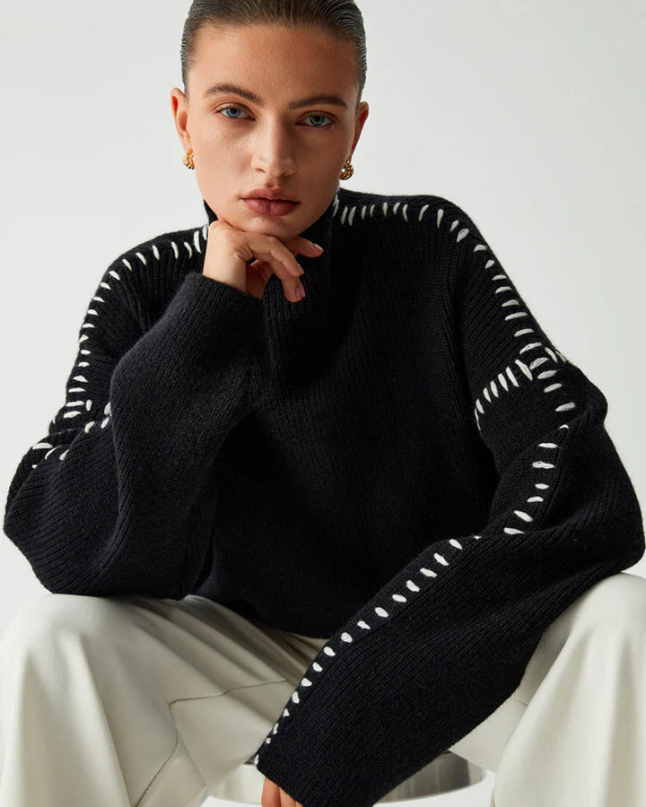 Eryndel | Contrast Stitch Knit Sweater