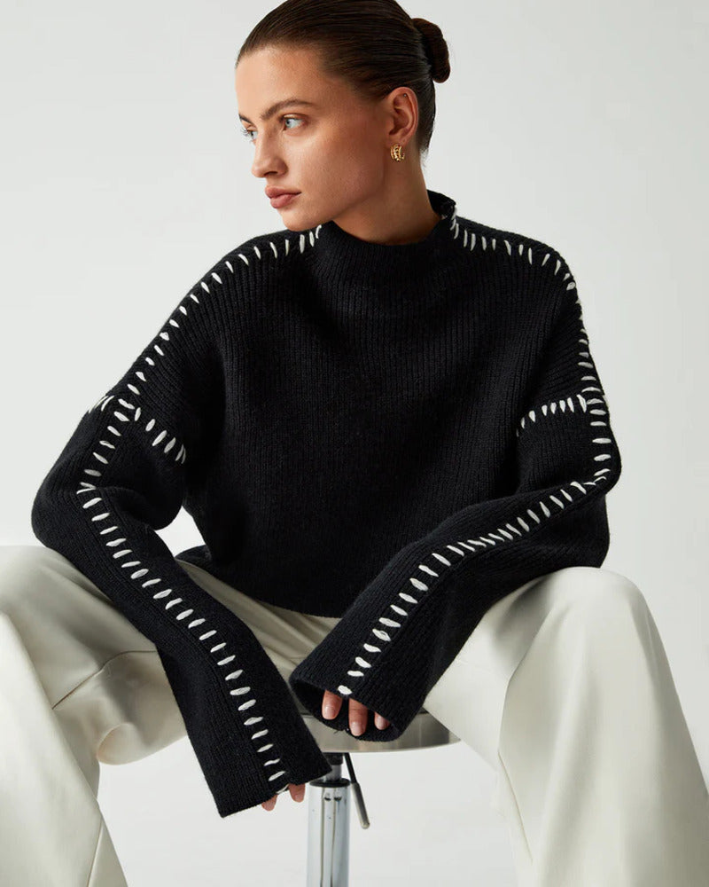 Eryndel | Contrast Stitch Knit Sweater