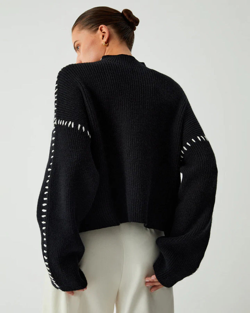 Eryndel | Contrast Stitch Knit Sweater