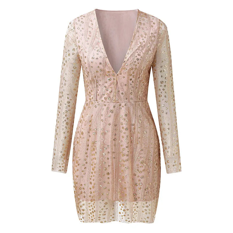 Novalie™ | V Neck Sequins Dress