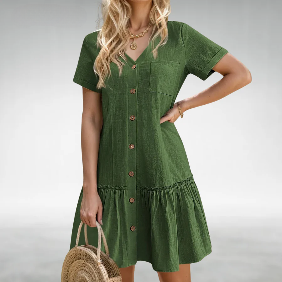 Leni | Button-Down Ruffle Mini Dress