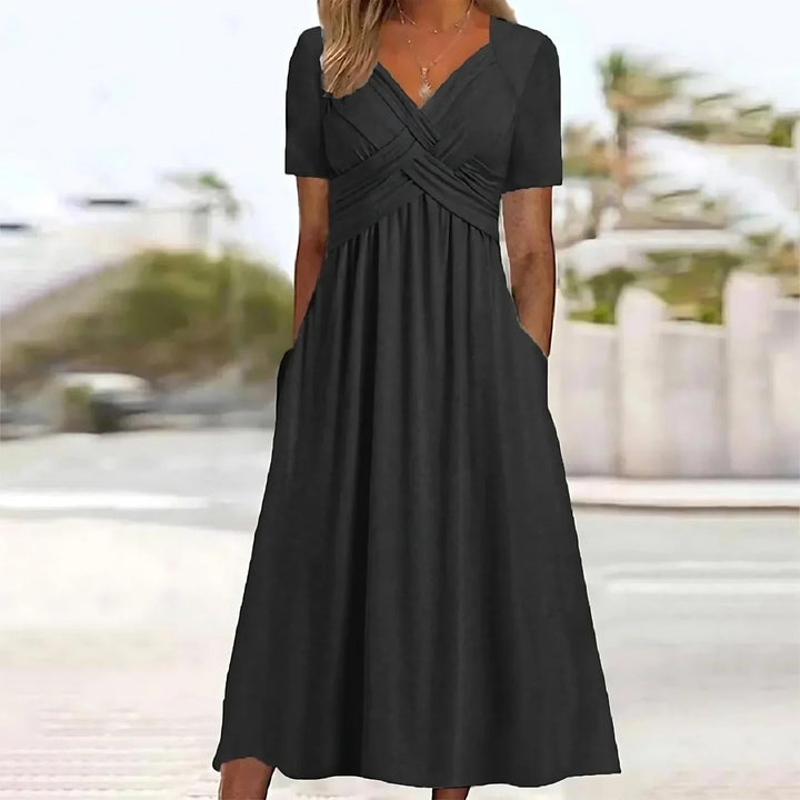 Helia | Cross-Front Midi Dress