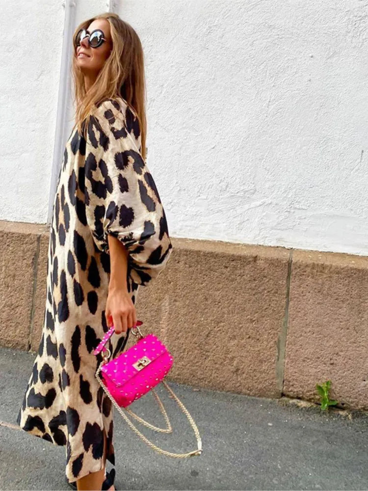 Radka | Leopard Print Midi Dress