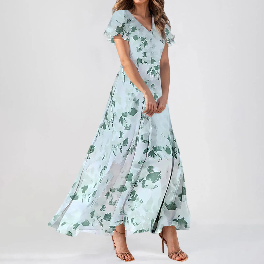 Helga | Floral Chiffon Maxi Dress