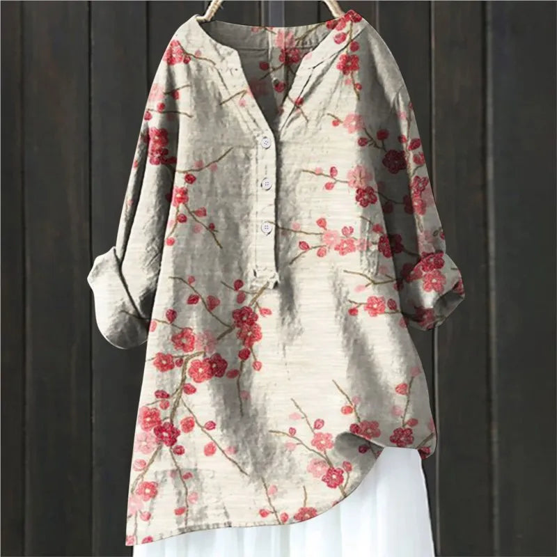 Florence | Floral Crane Button-Up Blouse