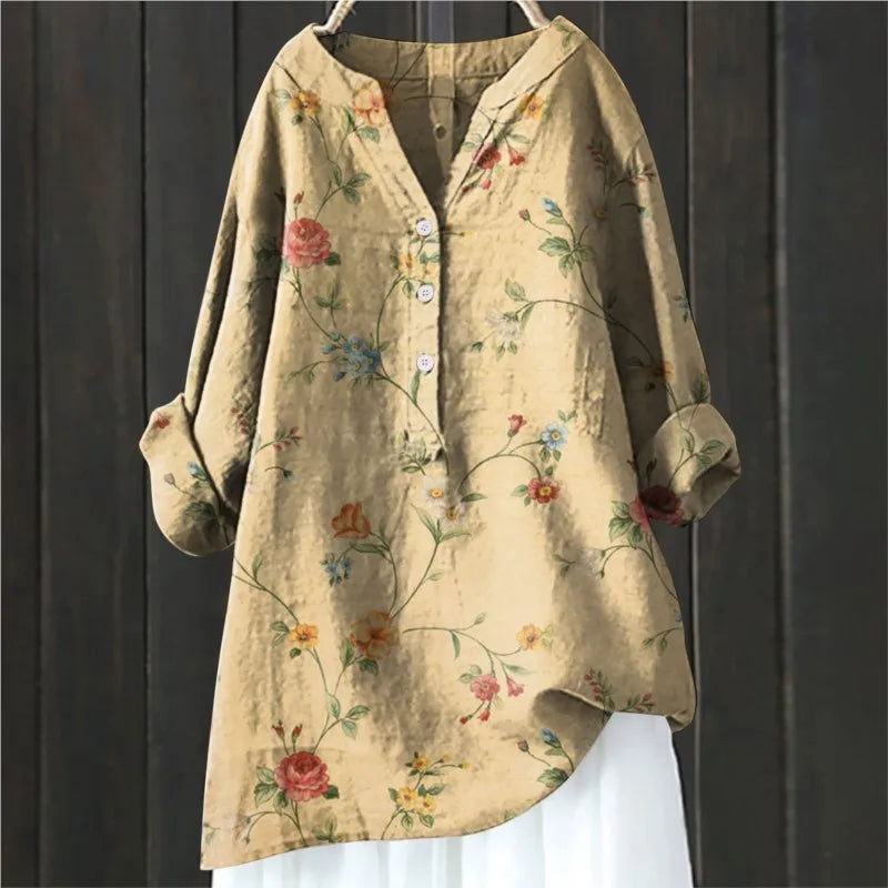 Florence | Floral Crane Button-Up Blouse