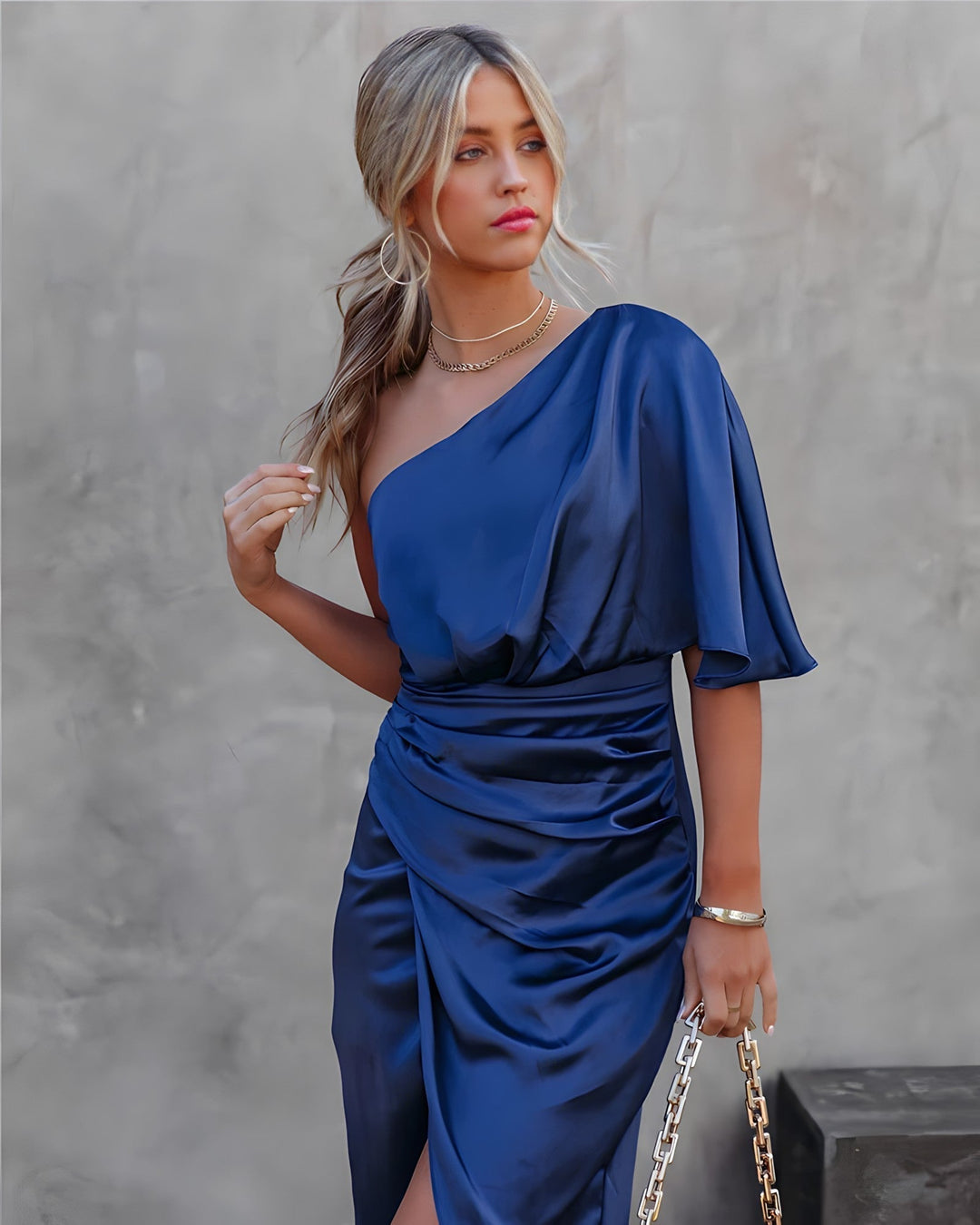 Cassiane | One-Shoulder Satin Dress