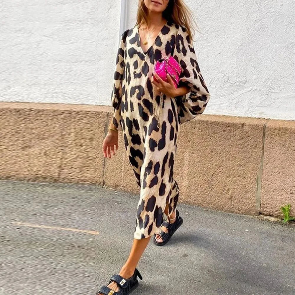 Radka | Leopard Print Midi Dress