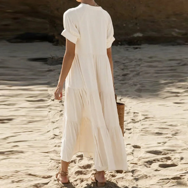 Aegina | Tiered Cotton Maxi Dress