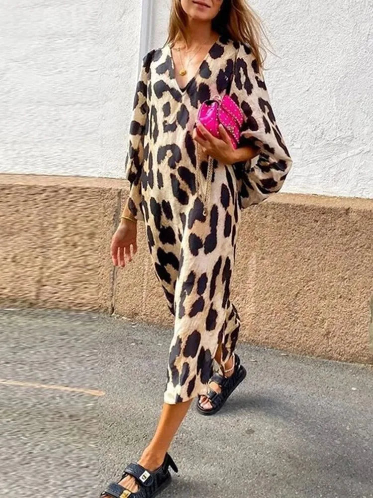 Radka | Leopard Print Midi Dress