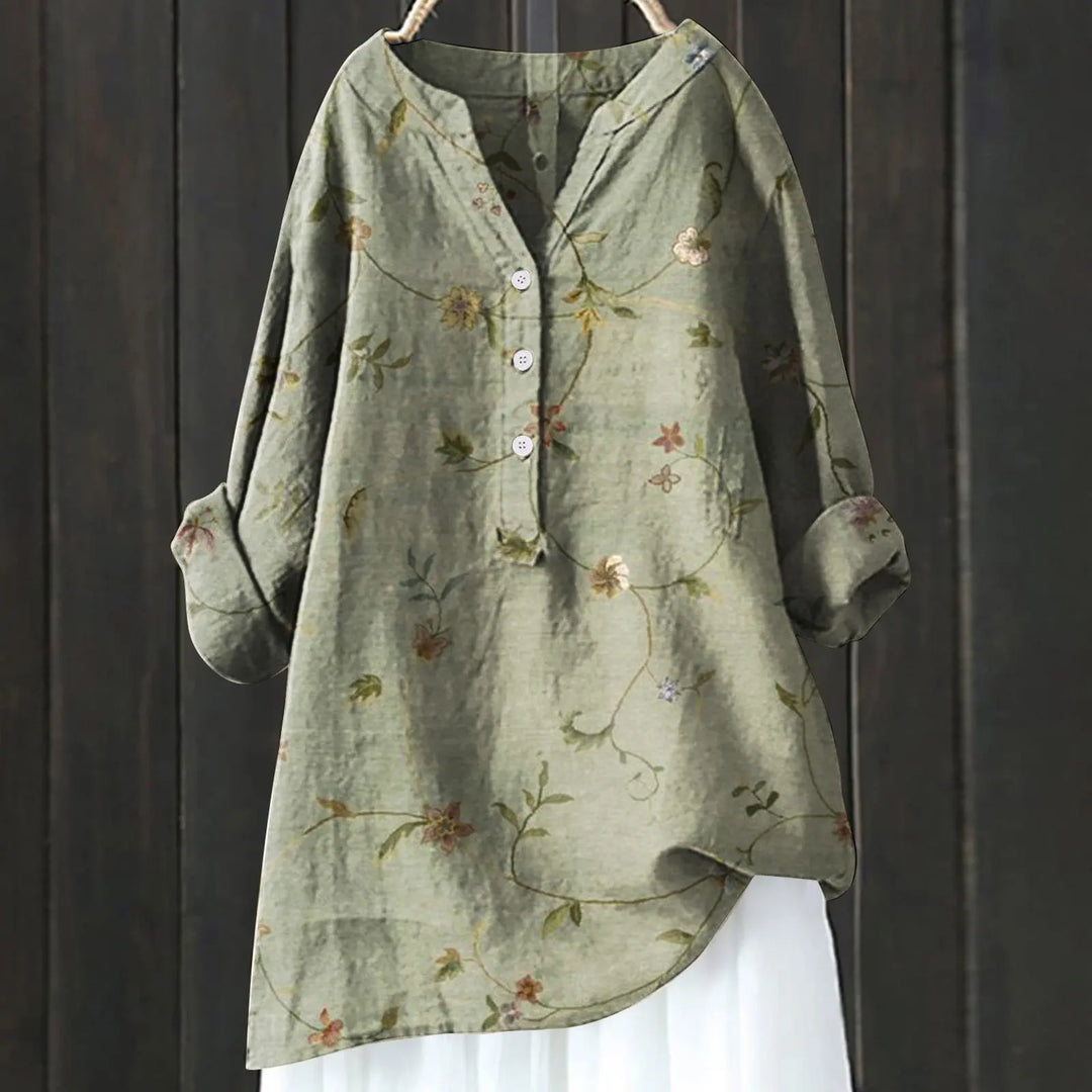 Florence | Floral Crane Button-Up Blouse