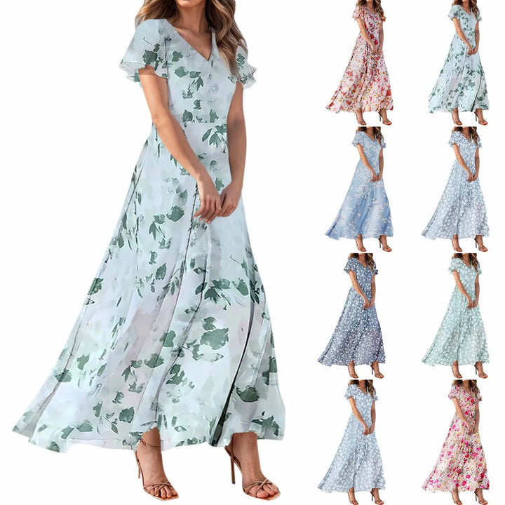 Helga | Floral Chiffon Maxi Dress